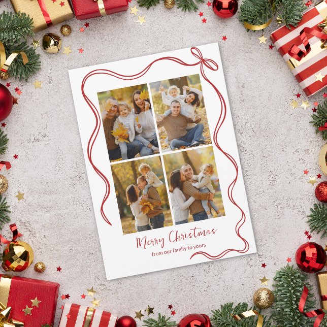 Carte de Noël fantaisiste avec ruban rouge (Créateur téléchargé)