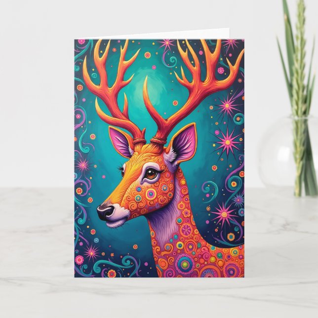 Carte de Noël Fantastique Cerf (Devant)