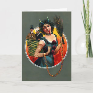 Carte de Noël féminine vintage de Krampus