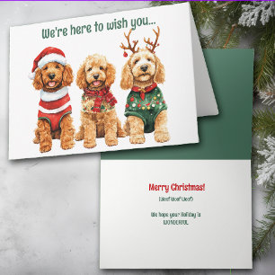 Carte de Noël Festif Aquarelle Cockapoo Chiens