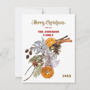 Carte de Noël Festive Argent et Orange