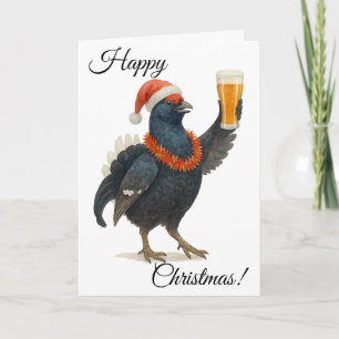 Carte de Noël festive avec Grouse et chapeau de Sa