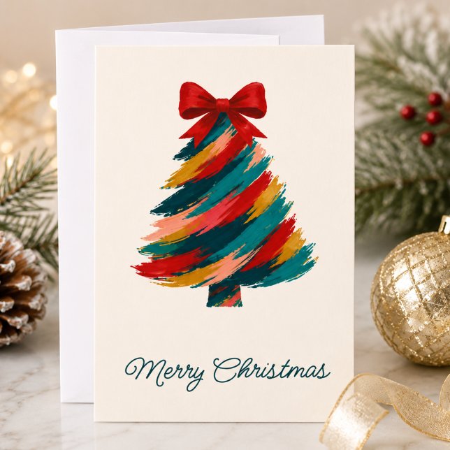Carte de Noël festive avec un arbre aux coups de p (Créateur téléchargé)