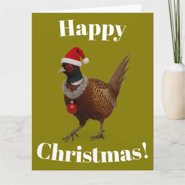 Carte de Noël festive avec un faisan (Devant)