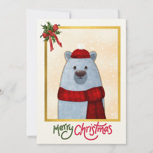Carte de Noël festive avec un ours Chaleureuse sal