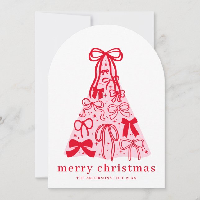 Carte de Noël festive Coquette Rose Rouge (Devant)