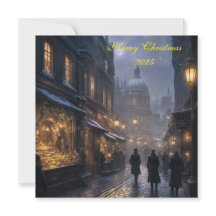 Carte de Noël festive de Londres ancienne