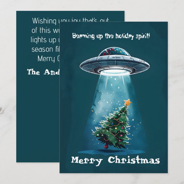 Carte de Noël festive de science-fiction  (Devant / Derrière)