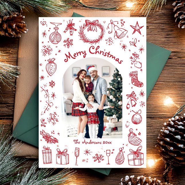 Carte de Noël festive dessinée à la main (Créateur téléchargé)