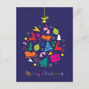 Carte de Noël festive en bleu foncé