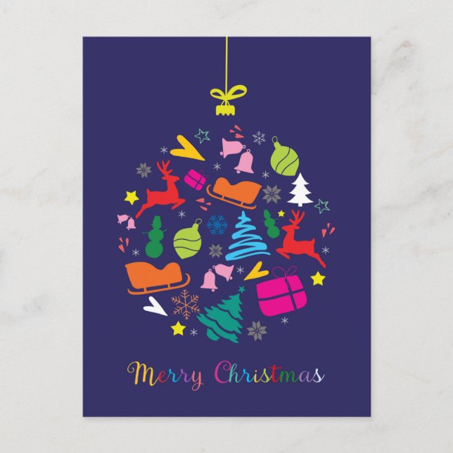 Carte de Noël festive en bleu foncé (Devant)