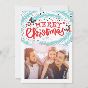 Carte de Noël festive florale aux fruits rouges