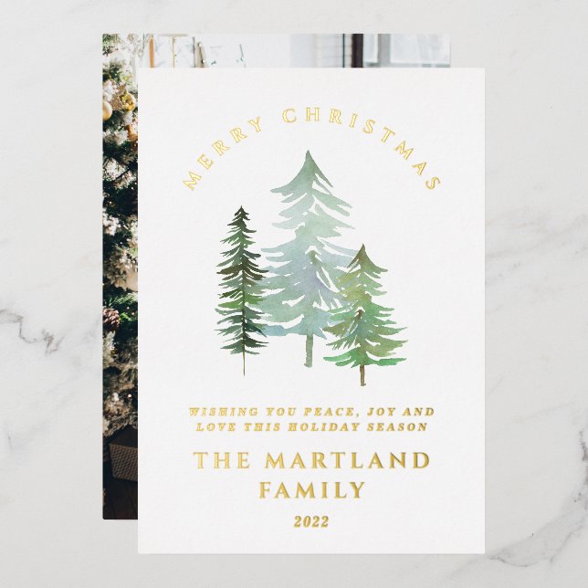 Carte de Noël festive forêt aquarelle (Recto/Verso)