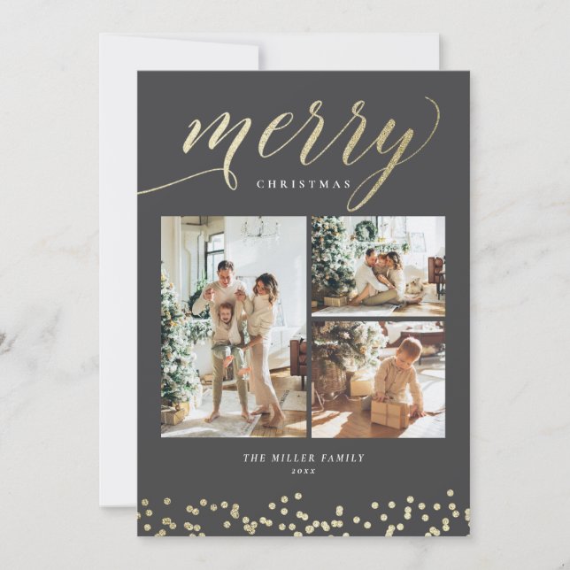 Carte de Noël Festive Gold Sparkle (Devant)