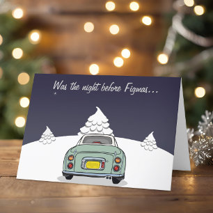 Carte de Noël Festive Green Figaro Car