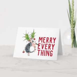 Carte de Noël festive Hérisson Fantaisie