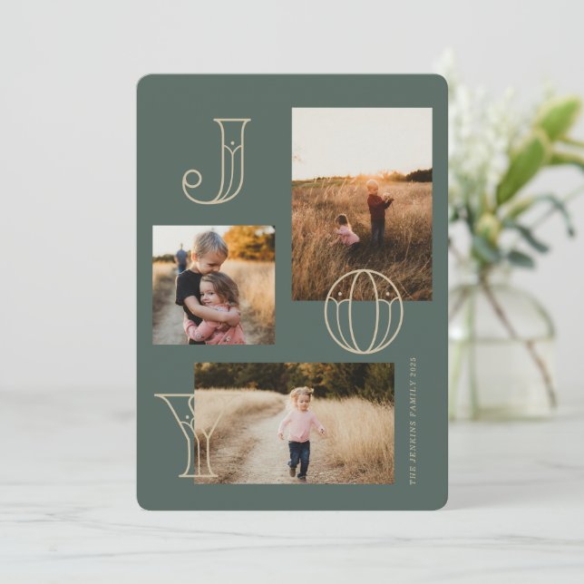 Carte de Noël Festive Joy 3 photos (Debout devant)