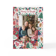 Carte de Noël festive Joyeux et Lumineux avec phot