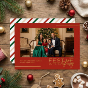 Carte de Noël festive mais toujours chic avec feui