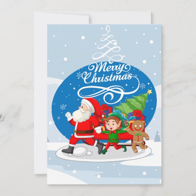 Carte de Noël Festive Père Noël et amis (Devant)