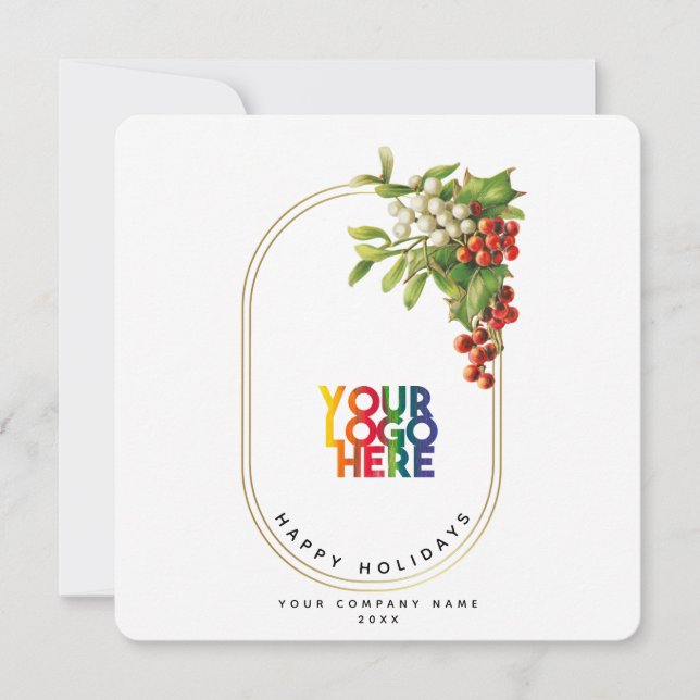 Carte de Noël festive pour entreprise avec logo (Devant)