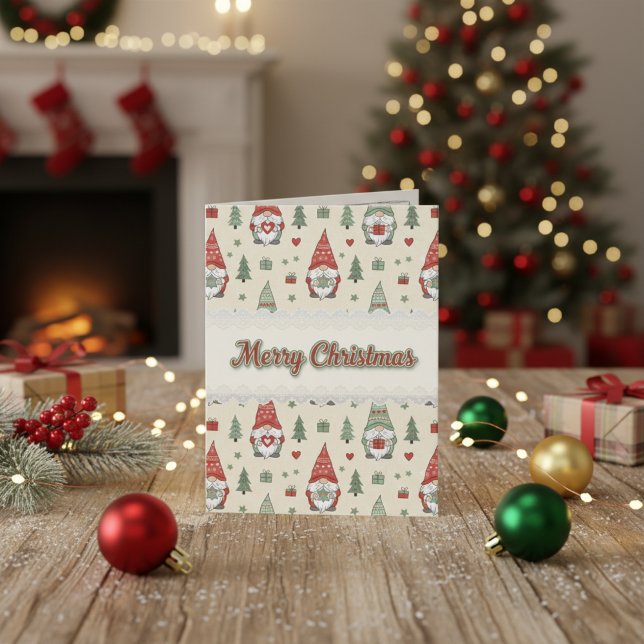 Carte de Noël festive scandinave avec gnome –  (Créateur téléchargé)