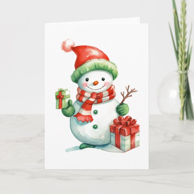 Carte de Noël ⛄ Festive Snowman - Carte de vacance (Devant)