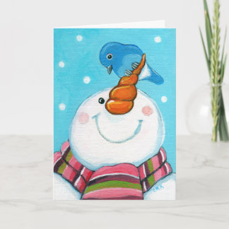 Carte de Noël Festive Snowman et Bluebird
