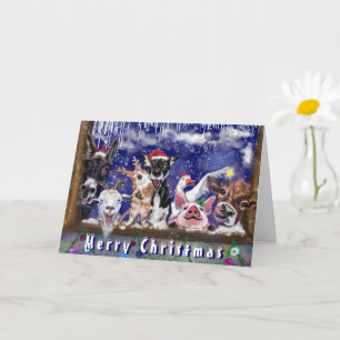 Carte de Noël Fête animalière amusante Bonne ferme