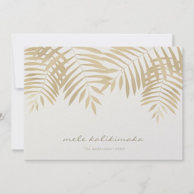 Carte de Noël Feuille Mele Kalikimaka Gold Palm (Devant)
