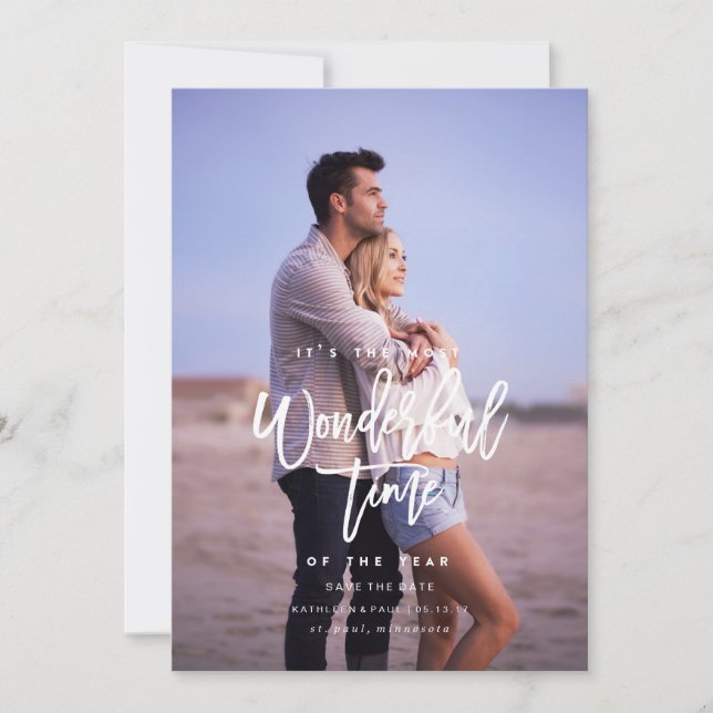 Carte de Noël fiançailles, Enregistrer la date de  (Devant)