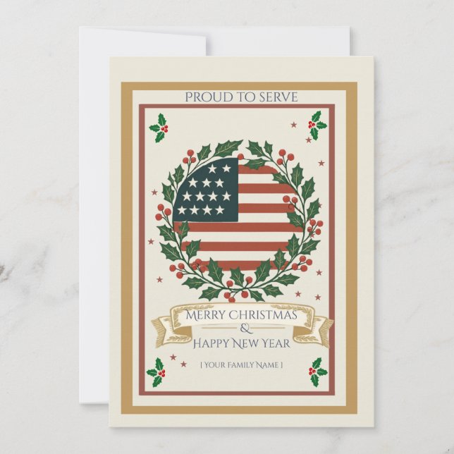 Carte de Noël Fière de Servir Militaire (Devant)