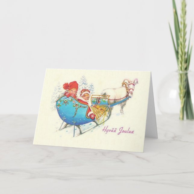 Carte de Noël finlandaise vintage de Hyvää Joulua (Devant)