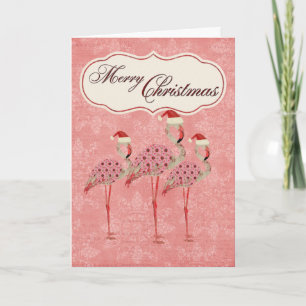 Carte de Noël Flamants roses roses