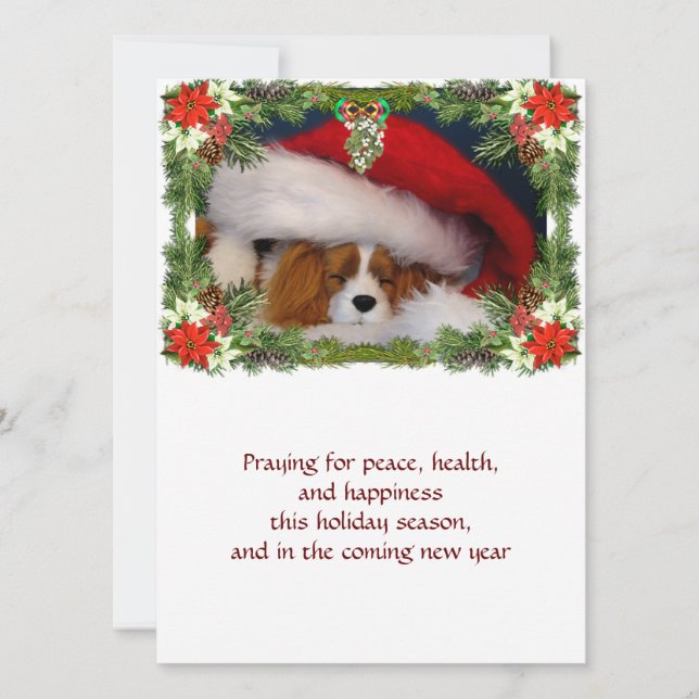 Carte de Noël Flat Cavalier King Charles Puppy (Devant)
