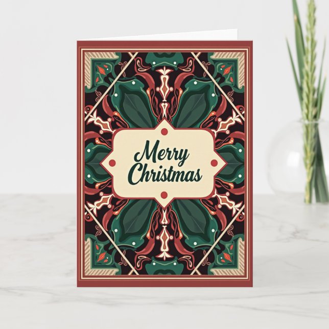Carte de Noël Fleurie Émeraude (Devant)