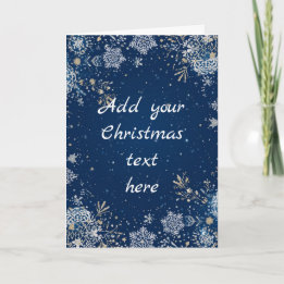 Carte de Noël Flocon de Neige Blanche et Bleue