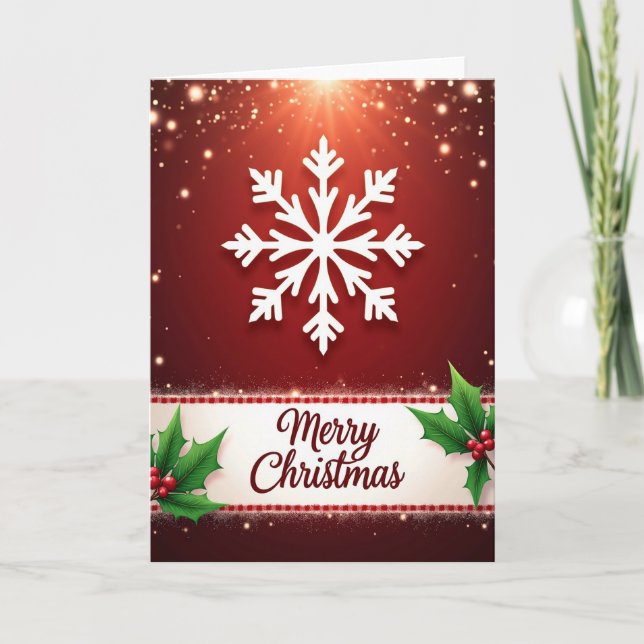 Carte de Noël Flocon de Neige Radieux (Devant)