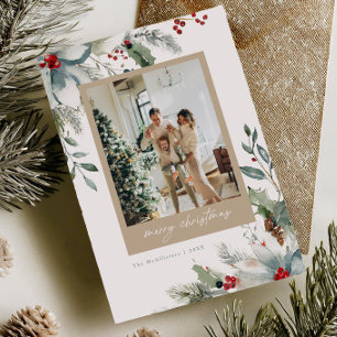 Carte de Noël florale aquarelle festive de rêve