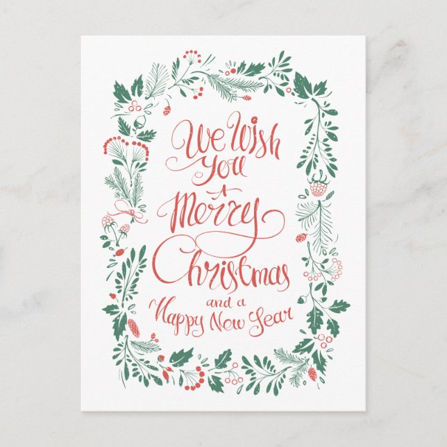 Carte de Noël florale dessinée à la main | Photo c (Devant)