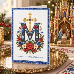 Carte de Noël florale folklorique polonaise avec m