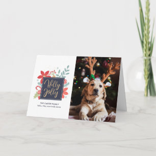 Carte de Noël florale Holly Jolly Carte de vacan