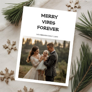 Carte de Noël Florale, Joyeuses Vibes Pour Toujour
