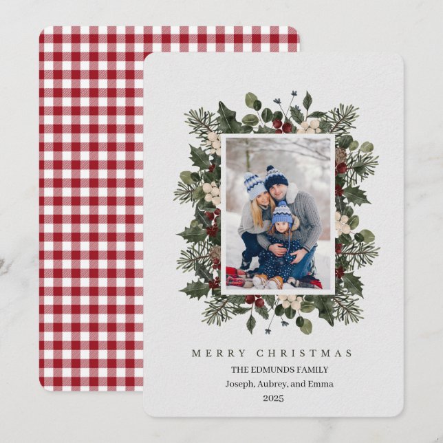 Carte de Noël florale photo (Devant / Derrière)