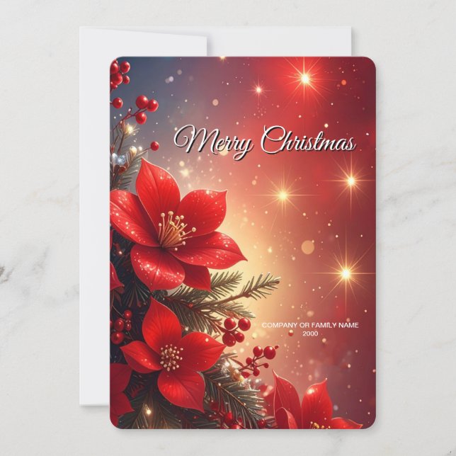 Carte de Noël florale rouge (Devant)