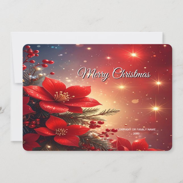 Carte de Noël florale rouge (Devant)