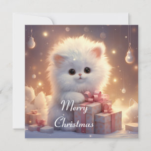 Carte de Noël Fluffy Cat