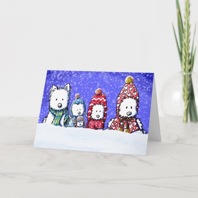 Carte de Noël Fluffybutt Winter Westies (Devant)