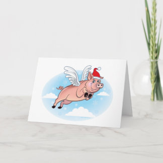 Carte de Noël Flying Pig