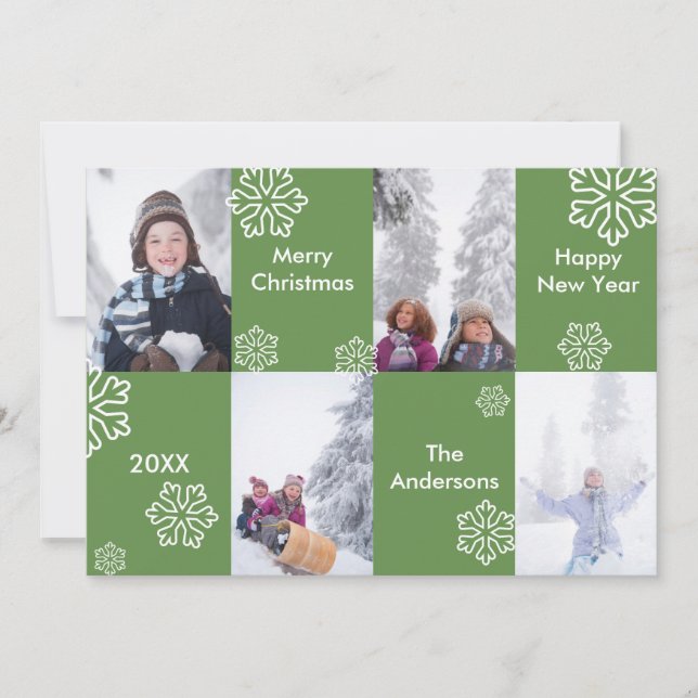 Carte de Noël - Fond Vert 4 Photos (Devant)